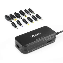 TOOQ Cargador Universal para Portátil 90W con 12 Conectores y USB, Negro