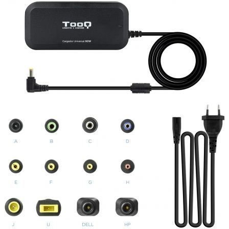 TooQ Cargador Universal Manual para Portátil 90W TQLC-90BS02M con 12 Conectores Intercambiables DC y Puerto USB 5V/1A para Dispositivos Móviles