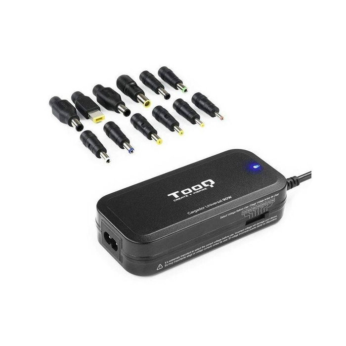 TOOQ Cargador Universal 90W con 12 Conectores y Puerto USB TQLC-90BS02M