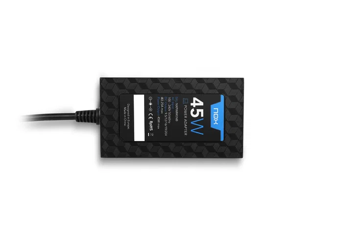 NOX NXPWR45NB Cargador Adaptador Universal de Corriente para Portátil 45W, 9 Conectores (Acer, Asus, Dell, HP, Lenovo, Samsung, Sony, Toshiba)