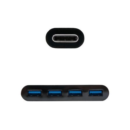Nano Cable 10.16.4401-BK Hub USB Tipo-C a 4xUSB 3.0 Negro Plug and Play