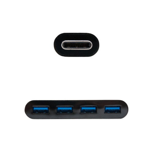 Nanocable Hub USB Tipo-C a 4xUSB 3.0 (10.16.4401-BK)