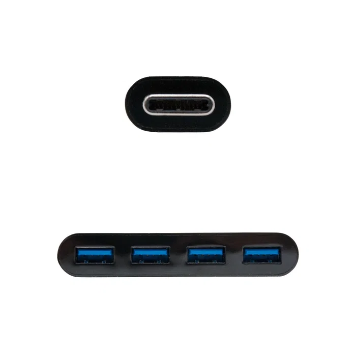 Nanocable Adaptador USB-C a 4xUSB 3.0 Negro 10 cm