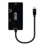 Nanocable Adaptador USB-C a VGA DVI HDMI 4K 3 en 1, 10 cm, 0.1 m, Cable Conversor 4K@30Hz, Plug & Play, Modelo 10.16.4301-BK, Negro