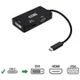 Nanocable Conversor USB-C a SVGA / DVI / HDMI 3 en 1, 4K, 10 cm, Negro