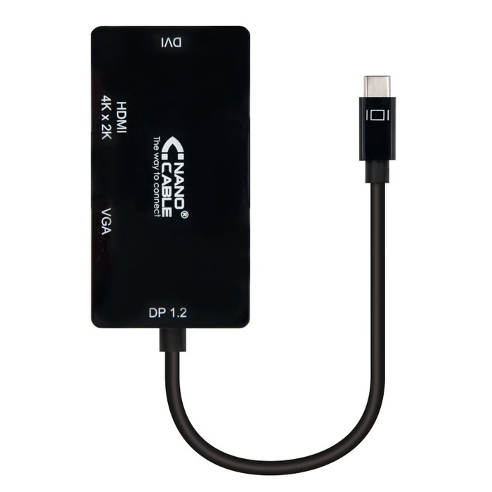 Nanocable Conversor USB-C a VGA/DVI/HDMI 3 en 1 Negro 10cm Nanocable Conversor USB-C a VGA/DVI/HDMI 3 en 1 Negro 10cm