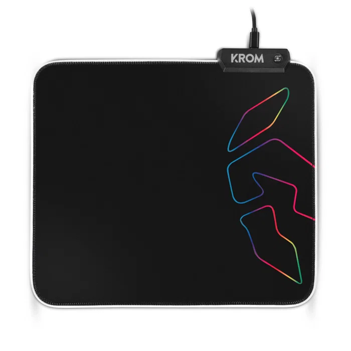Krom Knout RGB Alfombrilla Gaming con Iluminación LED RGB, Base Antideslizante, Superficie de Tela, Tamaño 320x270 mm - Negro