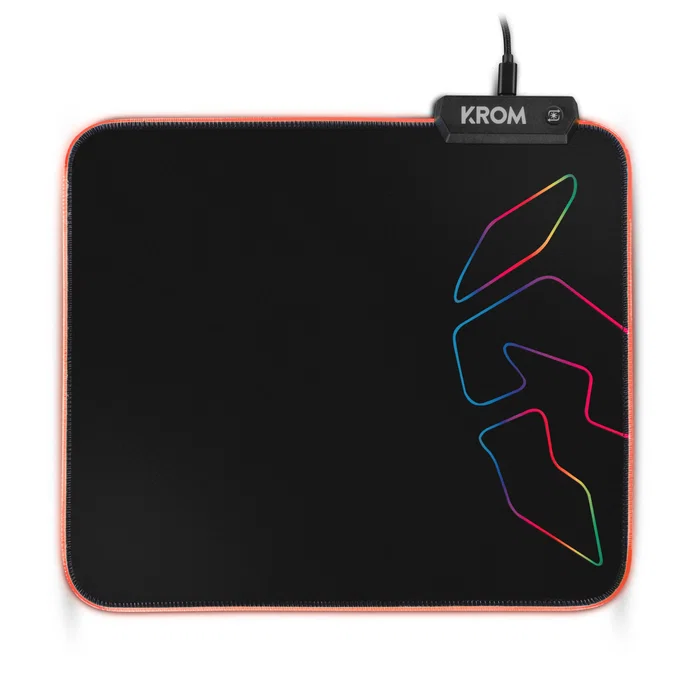 Krom Knout RGB Alfombrilla Gaming con Iluminación LED RGB, Base Antideslizante, Superficie de Tela, Tamaño 320x270 mm - Negro