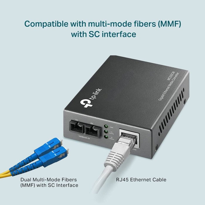 TP-Link MC200CM Convertidor de Medios Gigabit 1000Base-SX a 1000Base-T Negro