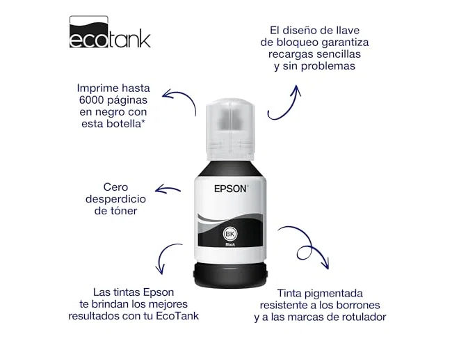 Epson Botella de Tinta 111 XL Negra para EcoTank ET-MX1XX Series, 120 ml