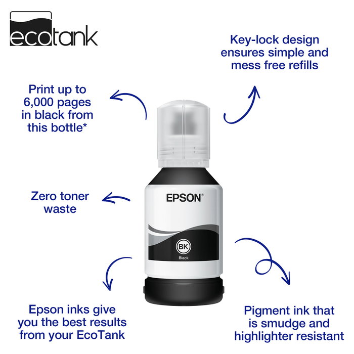 Epson Tinta Negro 111 XL para EcoTank ET-MX1XX Series (C13T03M140) 120 ml Epson Tinta Negro 111 XL para EcoTank ET-MX1XX Series (C13T03M140) 120 ml