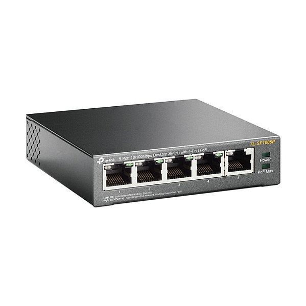 TP-Link TL-SF1005P Switch de 5 puertos 10/100 Mbps con 4 puertos PoE, Negro TP-Link TL-SF1005P Switch de 5 puertos 10/100 Mbps con 4 puertos PoE, Negro