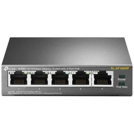 TP-Link Switch TL-SF1005P 5 Puertos Ethernet Fast 10/100 Mbps, 4 Puertos PoE IEEE 802.3af para Cámaras IP y AP, No Gestionable Plug and Play TP-Link Switch TL-SF1005P 5 Puertos Ethernet Fast 10/100 Mbps, 4 Puertos PoE IEEE 802.3af para Cámaras IP y AP, No Gestionable Plug and Play