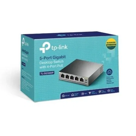 TP-Link Switch TL-SF1005P 5 Puertos Ethernet Fast 10/100 Mbps, 4 Puertos PoE IEEE 802.3af para Cámaras IP y AP, No Gestionable Plug and Play TP-Link Switch TL-SF1005P 5 Puertos Ethernet Fast 10/100 Mbps, 4 Puertos PoE IEEE 802.3af para Cámaras IP y AP, No Gestionable Plug and Play