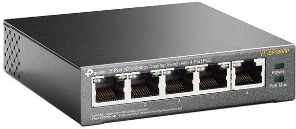 TP-Link TL-SF1005P Switch de 5 puertos 10/100 Mbps con 4 puertos PoE, Negro TP-Link TL-SF1005P Switch de 5 puertos 10/100 Mbps con 4 puertos PoE, Negro