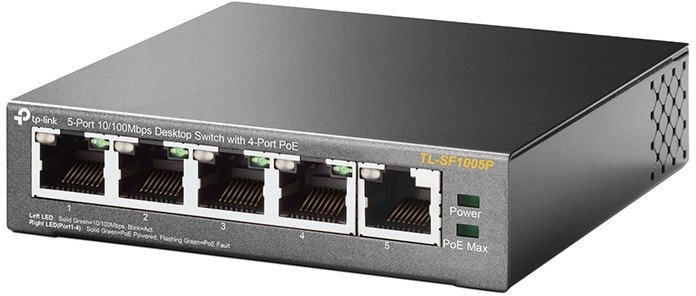 TP-Link TL-SF1005P Switch de 5 puertos 10/100 Mbps con 4 puertos PoE, Negro TP-Link TL-SF1005P Switch de 5 puertos 10/100 Mbps con 4 puertos PoE, Negro