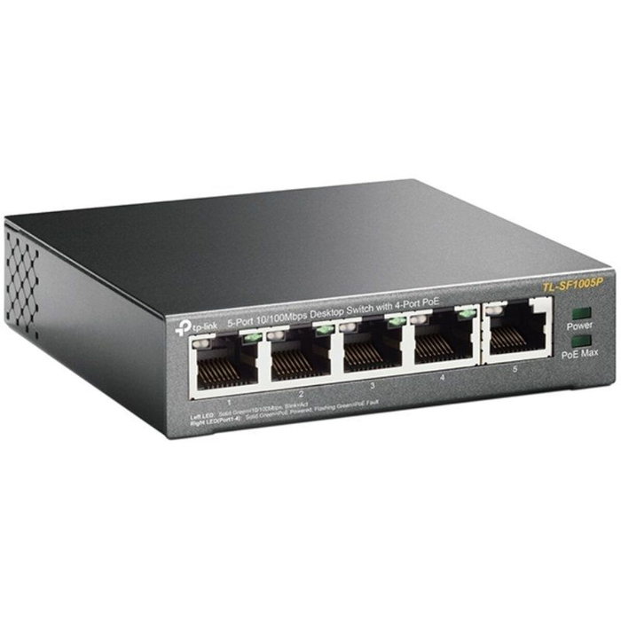 TP-Link TL-SF1005P Switch de 5 puertos 10/100 Mbps con 4 puertos PoE, Negro TP-Link TL-SF1005P Switch de 5 puertos 10/100 Mbps con 4 puertos PoE, Negro