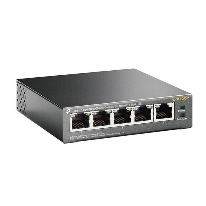 TP-Link TL-SF1005P Switch de 5 puertos 10/100 Mbps con 4 puertos PoE, Negro TP-Link TL-SF1005P Switch de 5 puertos 10/100 Mbps con 4 puertos PoE, Negro