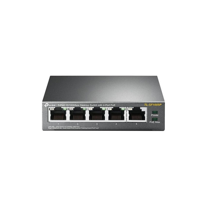 TP-Link TL-SF1005P Switch de 5 puertos 10/100 Mbps con 4 puertos PoE, Negro TP-Link TL-SF1005P Switch de 5 puertos 10/100 Mbps con 4 puertos PoE, Negro
