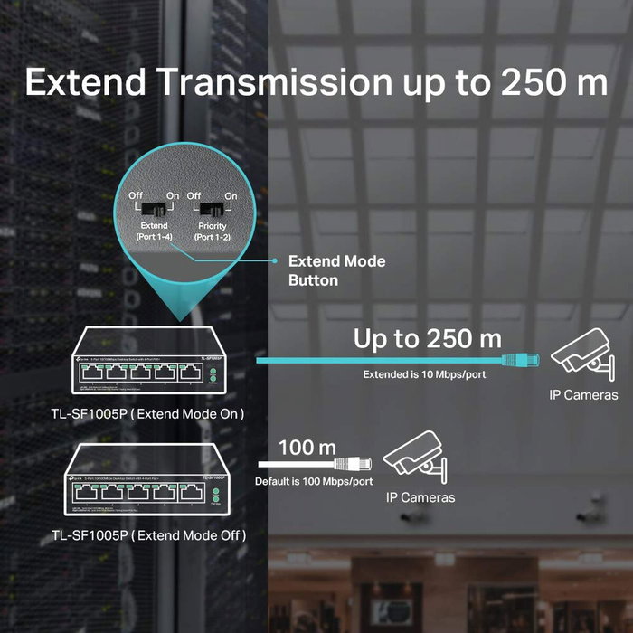 TP-Link TL-SF1005P Switch de 5 puertos 10/100 Mbps con 4 puertos PoE, Negro TP-Link TL-SF1005P Switch de 5 puertos 10/100 Mbps con 4 puertos PoE, Negro