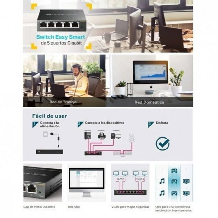 TP-Link TL-SG105E Easy Smart Switch 5 Puertos Gigabit
