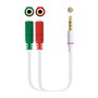 Nanocable Cable adaptador Audio Jack 3.5mm macho 4 pines a 2x Jack 3.5mm hembra 3 pines, Blanco