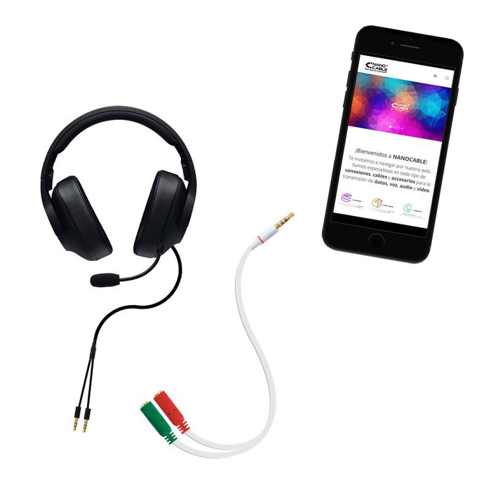 Nanocable Cable adaptador Audio Jack 3.5mm macho 4 pines a 2x Jack 3.5mm hembra 3 pines, Blanco Nanocable Cable adaptador Audio Jack 3.5mm macho 4 pines a 2x Jack 3.5mm hembra 3 pines, Blanco