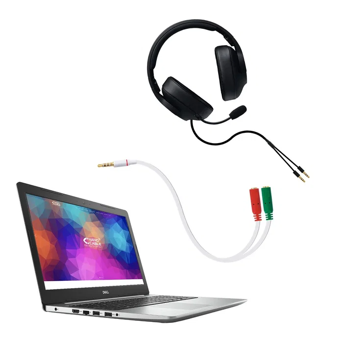 Nanocable Cable Adaptador de Audio 3.5mm 10.24.1201 - De Jack 4 Pines Macho a 2x Jack 3 Pines Hembra para Auriculares + Micrófono, 20 cm, Blanco