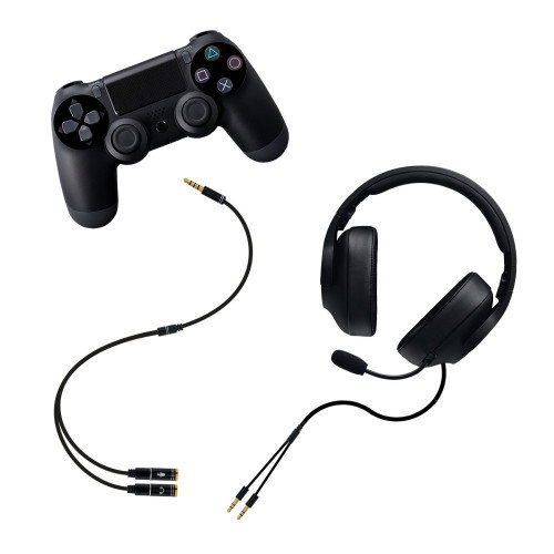 Nanocable Cable adaptador Audio Jack 3,5mm Macho 4 pines a 2x Jack 3,5mm Hembra 3 pines, Negro, 30 cm