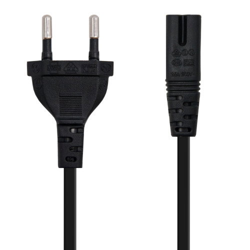 Nanocable Cable de Alimentación Forma 8 CEE7/16 a C7, 1,5 m, Negro
