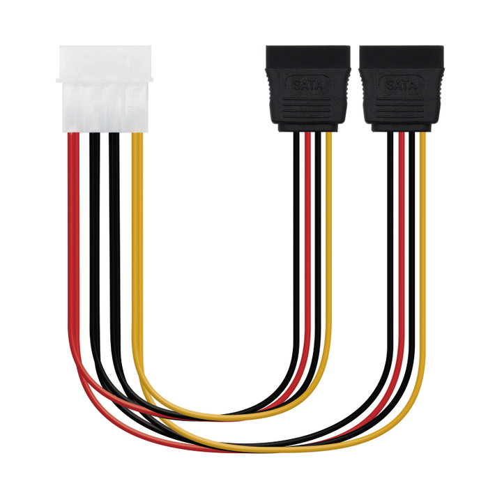 NANO CABLE Cable Duplicador Molex 4-pin Macho a 2x SATA Hembra 0,2m NANO CABLE Cable Duplicador Molex 4-pin Macho a 2x SATA Hembra 0,2m
