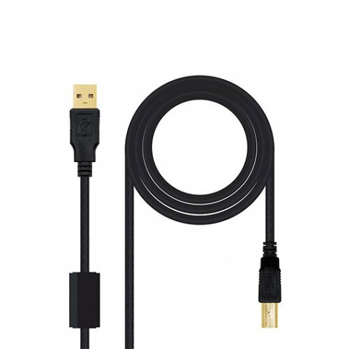 Nanocable Cable USB 2.0 Impresora con Ferrita, Tipo A/M a B/M, 5m, Negro