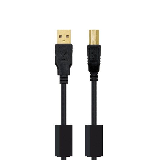 Nanocable Cable USB 2.0 Impresora con Ferrita, Tipo A/M a B/M, 5m, Negro