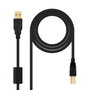 Nanocable Cable USB 2.0 Impresora con Ferrita, Tipo A/M a B/M, 5m, Negro