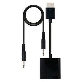 Nano Cable 10.16.2001-BK Conversor HDMI Macho a VGA Hembra con Jack 3.5 Hembra, 10cm, Negro