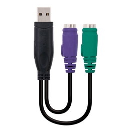 NANO CABLE Conversor USB A a 2xPS/2, 15cm, Negro, Teclado-Ratón