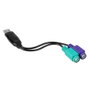 NANO CABLE Conversor 2 x PS/2 Hembra a USB Tipo A Macho, 15 cm, Negro
