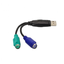 NANO CABLE Conversor USB A a 2xPS/2, 15cm, Negro, Teclado-Ratón