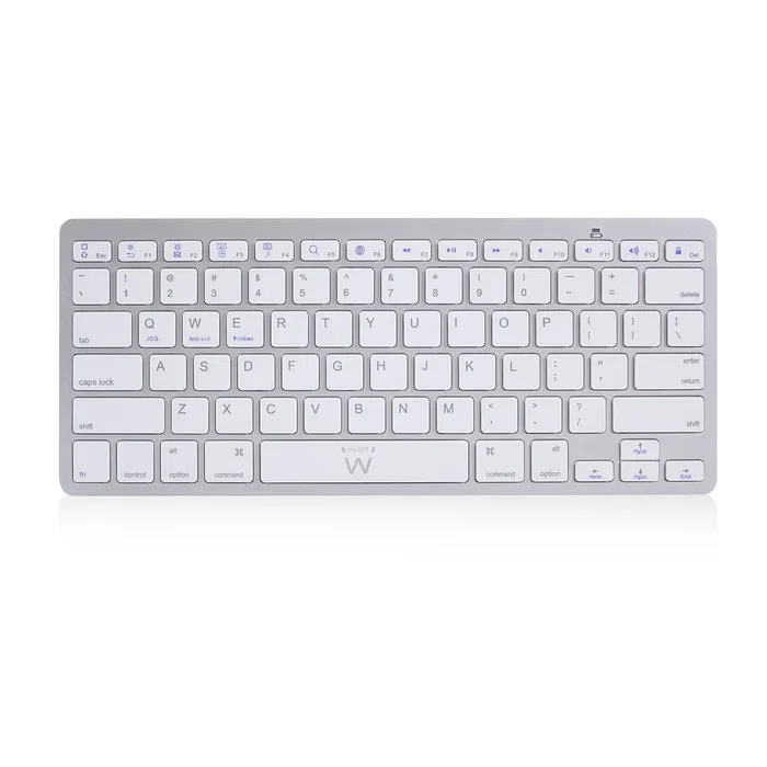 Ewent EW3161 Teclado Bluetooth Mecánico Completo (100%) Español QWERTY Plata Blanco para Windows, Mac, Android, iOS