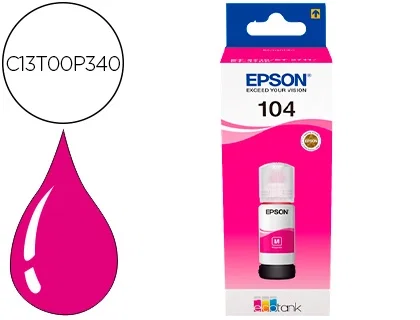 Epson Botella de Tinta EcoTank 104 Magenta 65 ml C13T00P340 Epson Botella de Tinta EcoTank 104 Magenta 65 ml C13T00P340