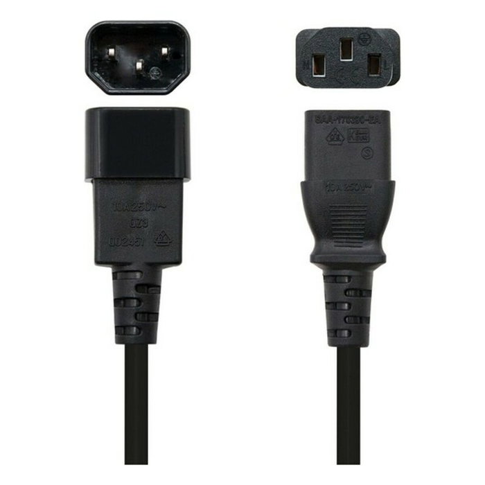 Nanocable Cable de Alimentación C13 Hembra a C14 Macho, 1,5 m, Negro