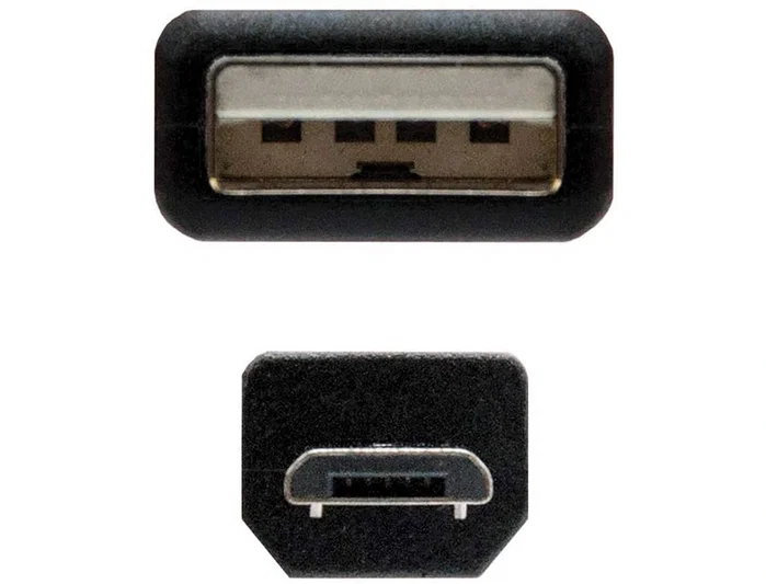 NANO CABLE Cable USB 2.0 Tipo A a Micro USB B, 0,8 m, Negro
