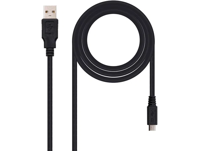 NANO CABLE Cable USB 2.0 Tipo A a Micro USB B, 0,8 m, Negro