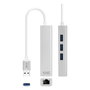 Nanocable Conversor USB 3.0 a Ethernet Gigabit + 3xUSB 3.0, Plata, 15 cm