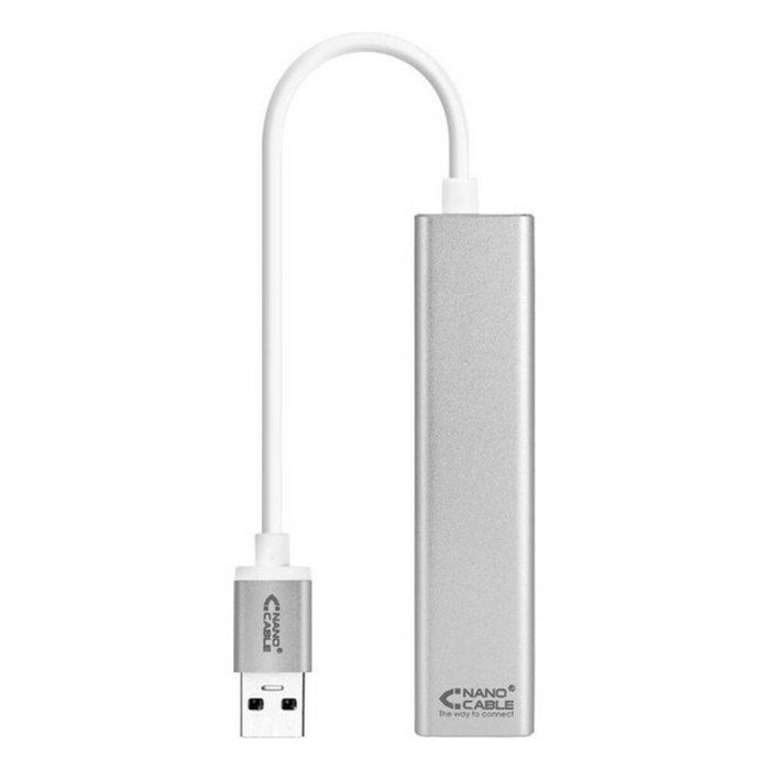 Nanocable Conversor USB 3.0 a Ethernet Gigabit + 3xUSB 3.0, Plata, 15 cm Nanocable Conversor USB 3.0 a Ethernet Gigabit + 3xUSB 3.0, Plata, 15 cm