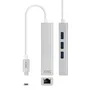 Nanocable Adaptador USB-C a Ethernet Gigabit 3 Puertos USB 3.0 Hub - Plug & Play - 1000 Mbit/s - Color Plata - Longitud Cable 15 cm