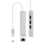 Nanocable Adaptador USB-C a Ethernet Gigabit 3 Puertos USB 3.0 Hub - Plug & Play - 1000 Mbit/s - Color Plata - Longitud Cable 15 cm