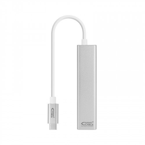 Nanocable Conversor USB-C a Ethernet Gigabit + 3xUSB 3.0, Plata, 15 cm Nanocable Conversor USB-C a Ethernet Gigabit + 3xUSB 3.0, Plata, 15 cm