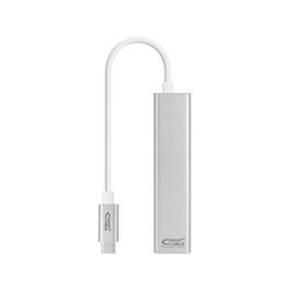 Nanocable Adaptador USB-C a Gigabit Ethernet con 3 Puertos USB 3.0 HUB, 10.03.0404, Plata