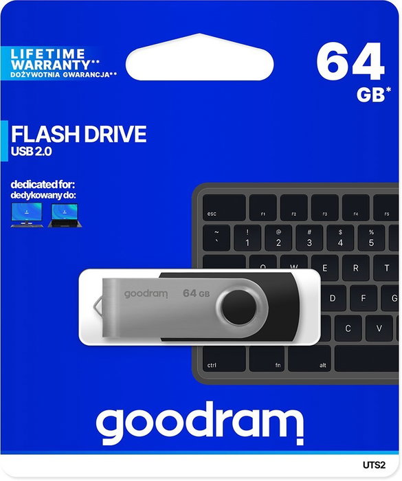 GOODRAM Pendrive 64GB UTS2 USB 2.0 Negro